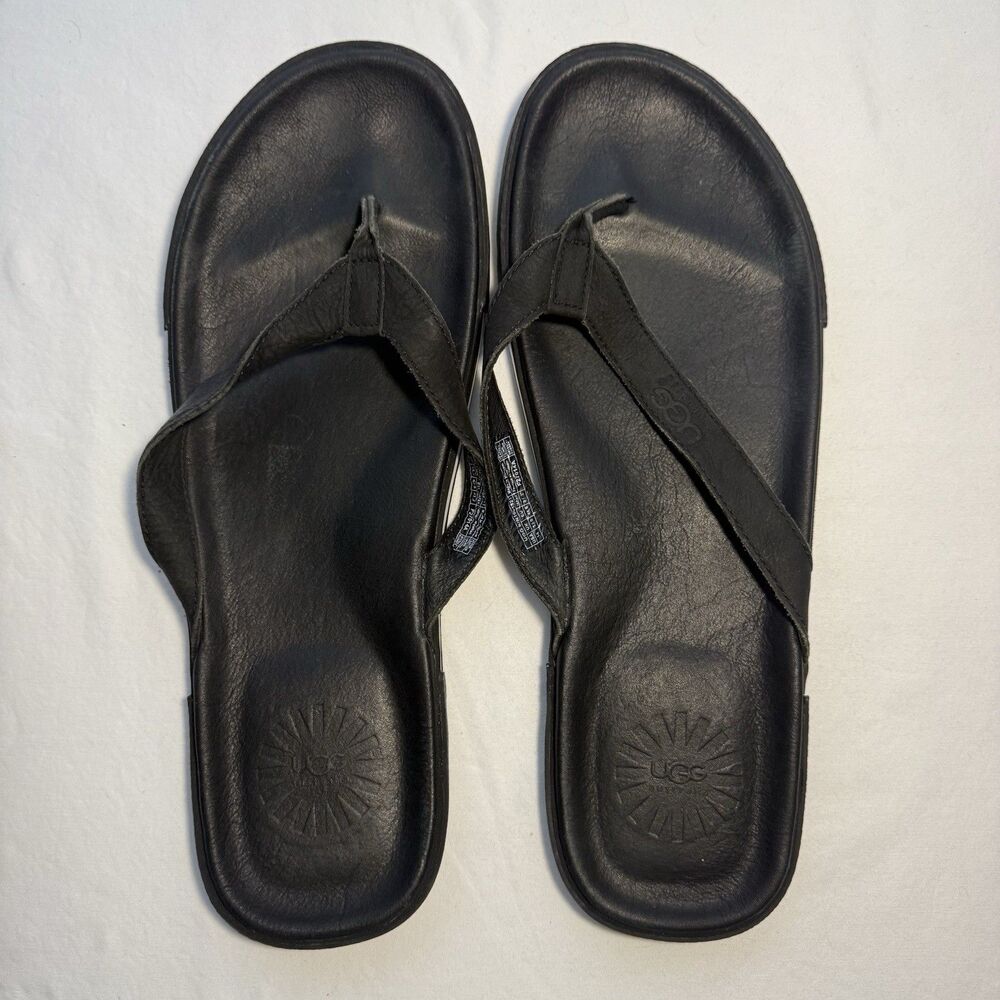 UGG Seaside Men’s Flip Flops Sandal Brown Leather Size 14